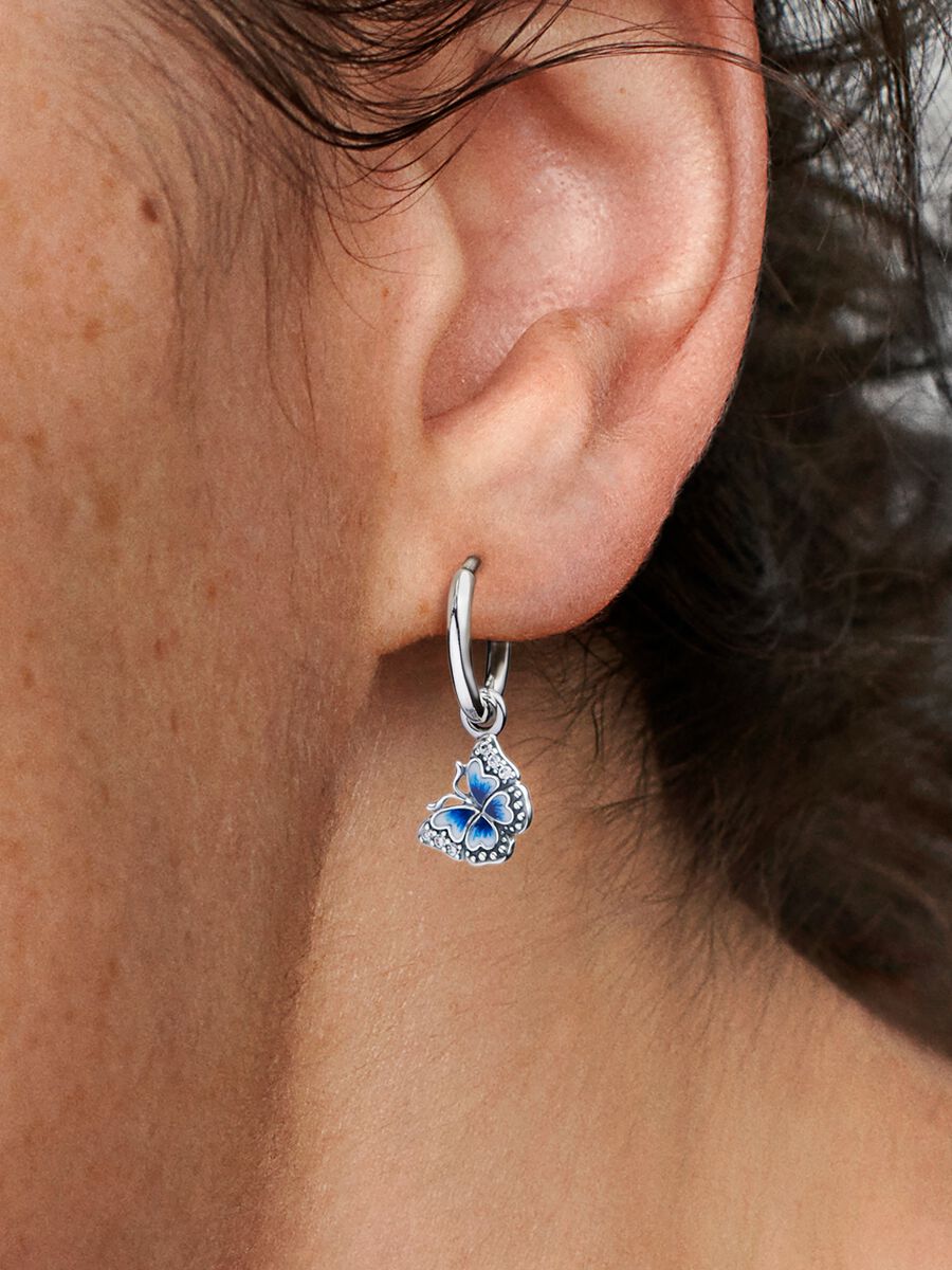 Blue Butterfly Hoop Earrings