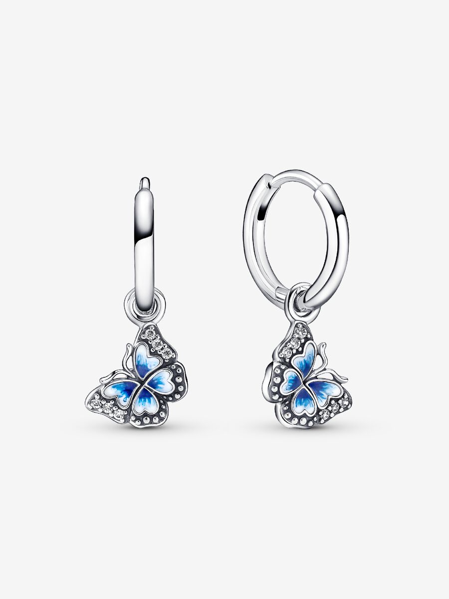 Blue Butterfly Hoop Earrings